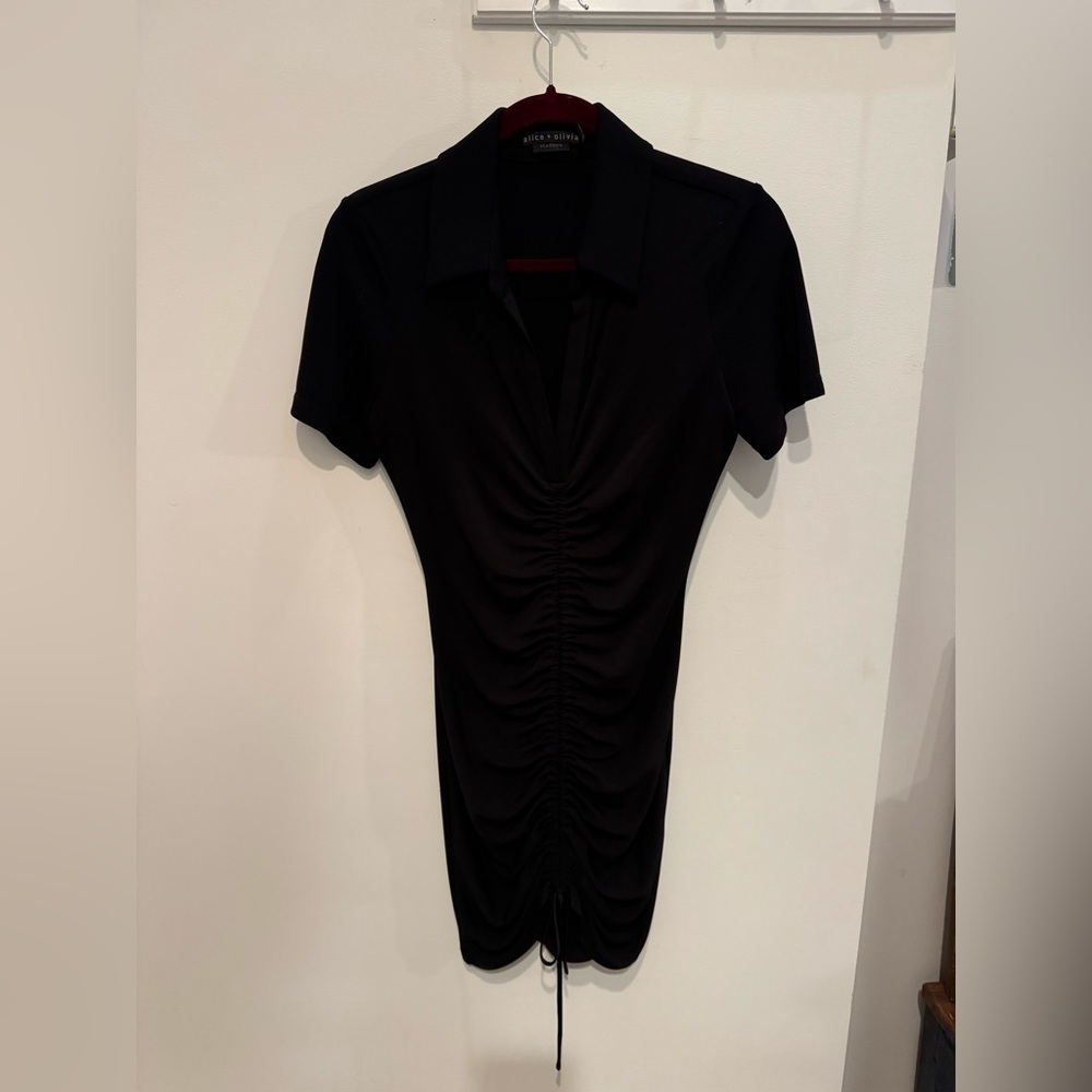 Alice + Olivia Classics Marsha Ruched Polo Collared Mini Dress - Picture 7 of 8